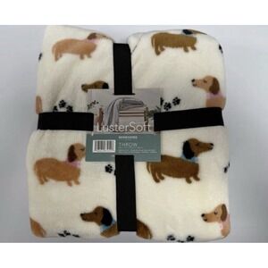 NWT Berkshire LusterSoft Throw Blanket Plush Dachshund Dog 50"x70" Weenie Dogs